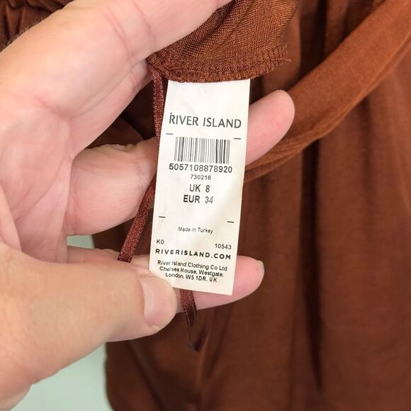 ASOS River Island Romper Shorts Womens 8 Brown Playsuit Wrap Sleeveless Belted - Picture 10 of 11